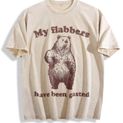 Retro Shocked Bear 90s Vintage Washed T-Shirt in Beige