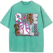Baseball Coquette Preppy Baseball Vintage Washed T-Shirt in Blue