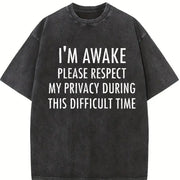 Premium I'm Awake Vintage Washed T-Shirt in Black