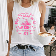 Patriotic 1776 Dont Tread on Me Snake Back Women's Color Cotton Tank Top in White