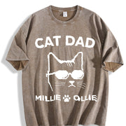 Custom Cat Dad for Cat Dad Vintage Washed T-Shirt in Brown