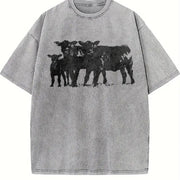 Cute Cow for Farmers Vintage Washed T-Shirt in Gray