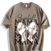 Baseball Mama Coquette Bow Vintage Washed T-Shirt in Brown