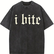 I Bite Vintage Washed T-Shirt in Black