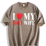 I Love My Hot Wife Vintage Washed T-Shirt in Brown