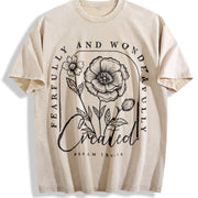 Religious Fearfully and Wonderfully Made Vintage Washed T-Shirt in Beige