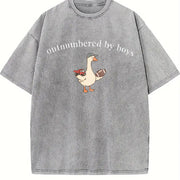 Boy Mom Goose Boy Mama Vintage Washed T-Shirt in Gray