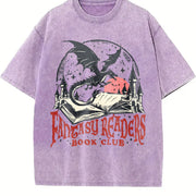 Retro Fantasy Readers Book Club 90s Vintage Washed T-Shirt in Purple