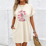 Heart Dress with Pockets Cotton T-Shirt in White