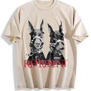 Doberman Represent Tank Vintage Washed T-Shirt in Beige