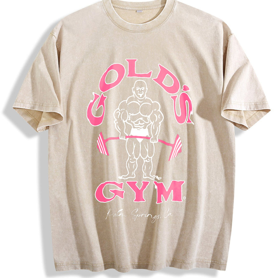 Gold's Gym Vintage Fitness vintage washed oversized T-shirt in Beige