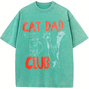 ® Cat Dad Club Back Cat Lover vintage washed oversized T-shirt in Blue