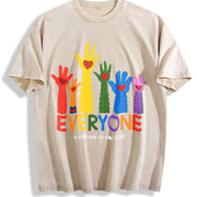 Everyone Is Welcome On Our Street Pride Month Sublimation vintage washed oversized T-shirt in Beige