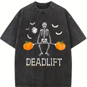 Halloween 1 Pcs Heavy Vintage Washed T-Shirt in Black