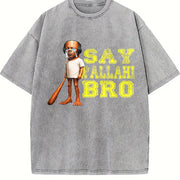 Premium Tung Speed Brainrot Say Wallahi Bro Meme Vintage Washed T-Shirt in Gray