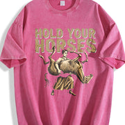 Hold Your Horses Vintage Washed T-Shirt in Red