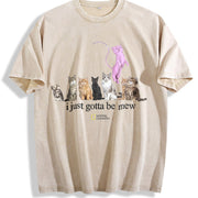 I Just Gotta Be Mew Vintage Washed T-Shirt in Beige
