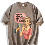 I Don’t Drink Just Drugs Vintage Washed T-Shirt in Brown