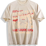 And Skin-friendly Versatile for Attire Mothman Terror Sky Vintage Washed T-Shirt in Beige