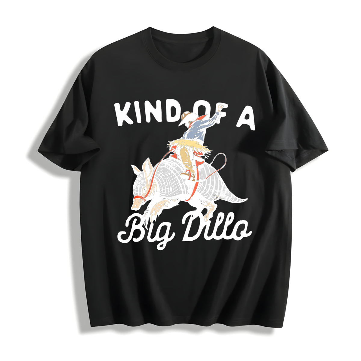 Armadillo Cowboy Kind of a Big Dillo Western Cotton T-Shirt in Black