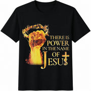 There Is Power in the Name of Jesus Cotton T-Shirt in Black