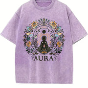 A Bohemian Floral Autumn Vintage Washed T-Shirt in Purple