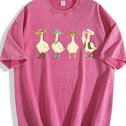 Western Goose Cowboy Hat Wild West Animal vintage washed oversized T-shirt in Red