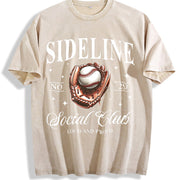 Thick Blouse with Retro Texture Vintage Washed T-Shirt in Beige
