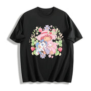Strawberry Shortcake Cotton T-Shirt in Black