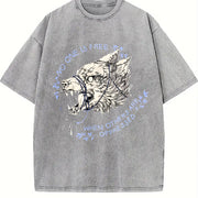 Faded Pure with a Wolf Head Vintage Washed T-Shirt in Gray