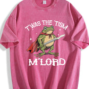 T'was the 'Tism M'Lord Autism Frog with a Sword vintage washed oversized T-shirt in Red