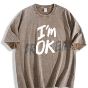 1 Pcs Heavy Adorable Vintage Washed T-Shirt in Brown