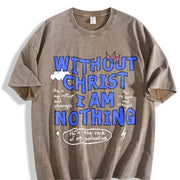 Premium Boxy Christian Faith Letter White for All Seasons Vintage Washed T-Shirt in Brown