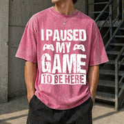 I Paused My Game to Be Here Vintage Washed T-Shirt in Red