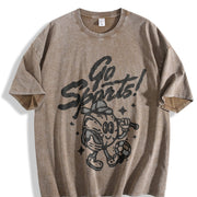 Retro Go Sports 90s Vintage Washed T-Shirt in Brown