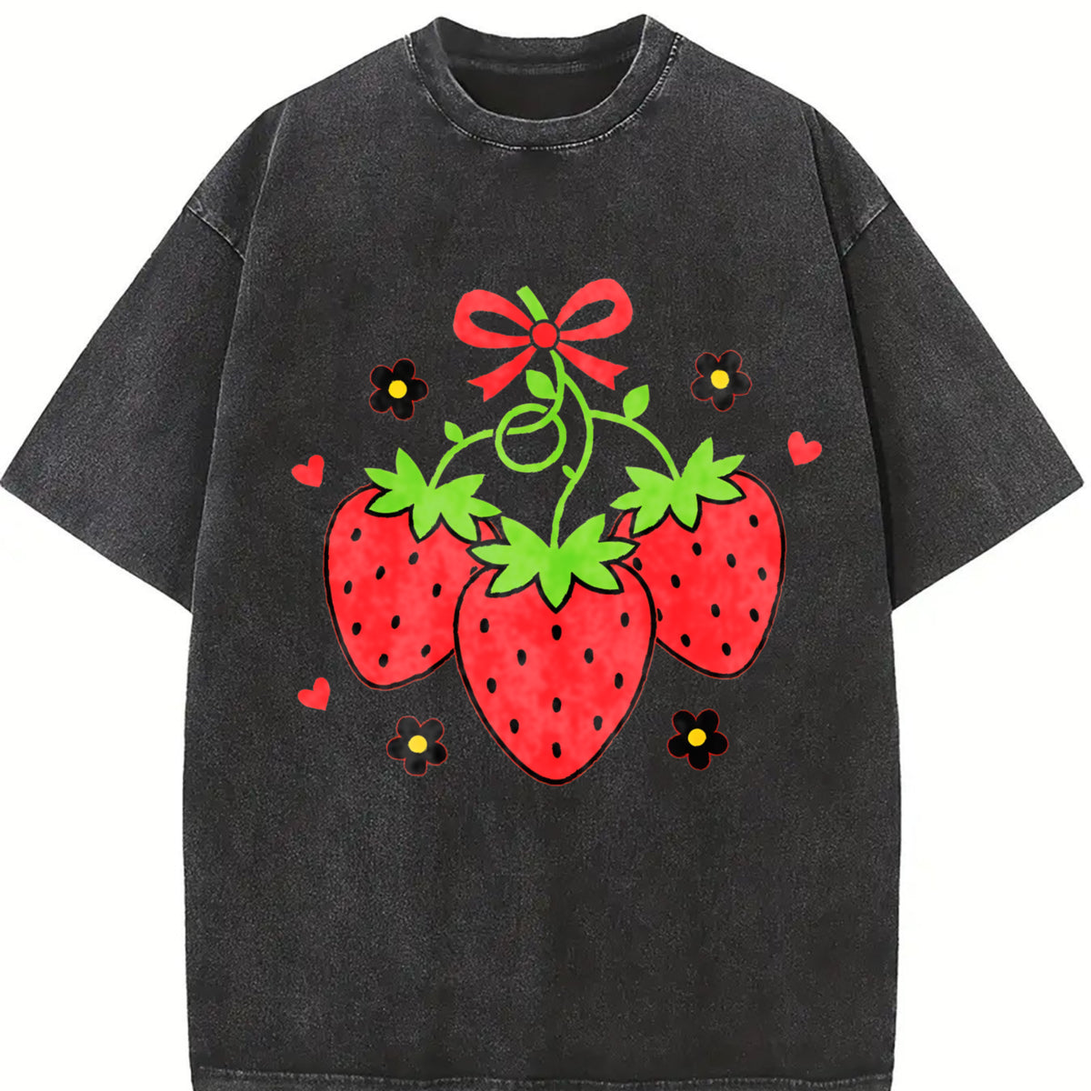 A Short-sleeved Ideal for Laid-back Outings Vintage Washed T-Shirt in Black