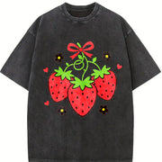 A Short-sleeved Ideal for Laid-back Outings Vintage Washed T-Shirt in Black