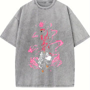 Retro Heavy Limited Majin Buu - Dragon Ball Anime Manga vintage washed oversized T-shirt in Gray