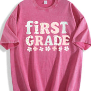 First Grade Teacher Vintage Washed T-Shirt in Red