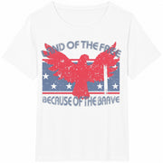 USA Land of the Free Because of the Brave Cotton T-Shirt in White