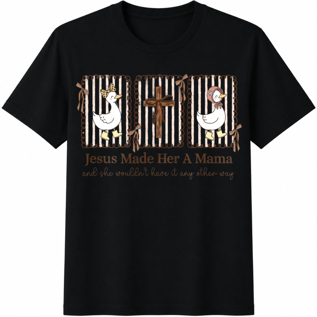Jesus Made a Mama Christian Mom Cotton T-Shirt in Black