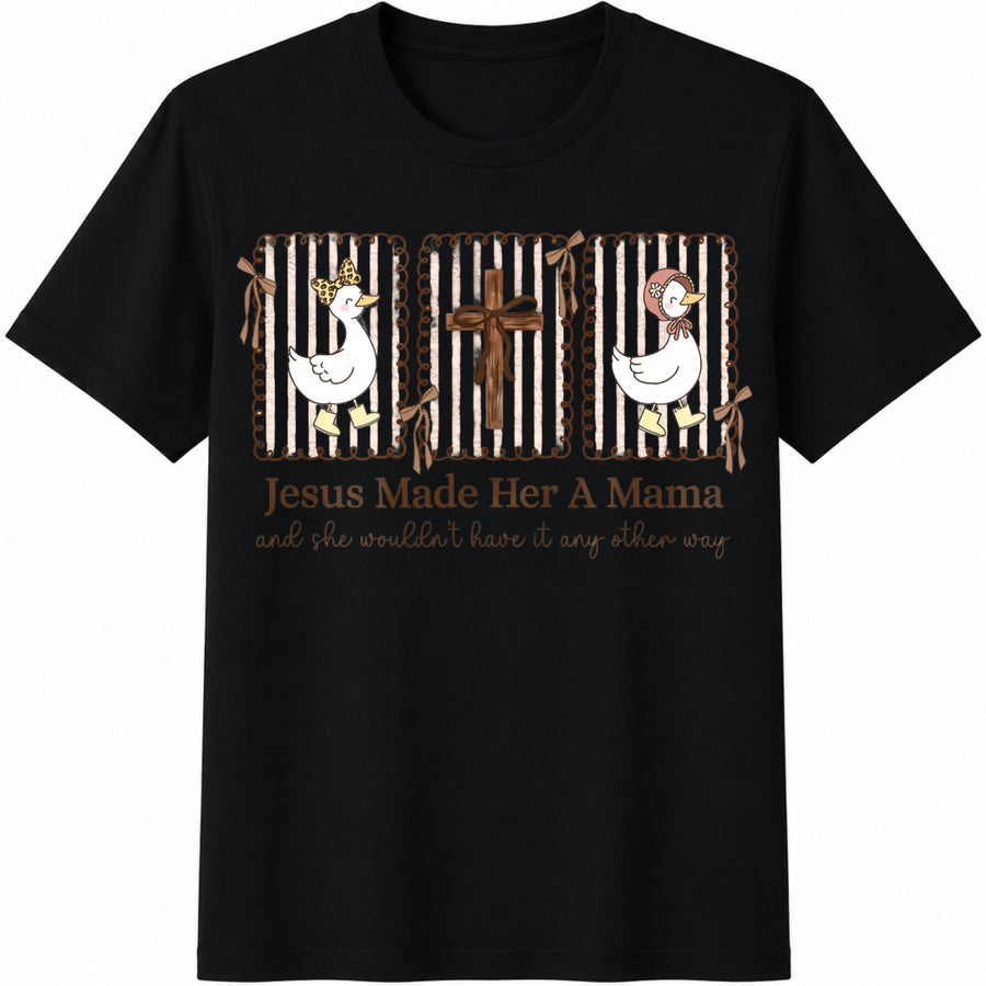 Jesus Made a Mama Christian Mom Cotton T-Shirt in Black