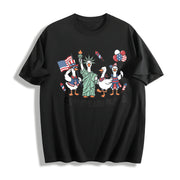 Red White and Goose Cotton T-Shirt in Black