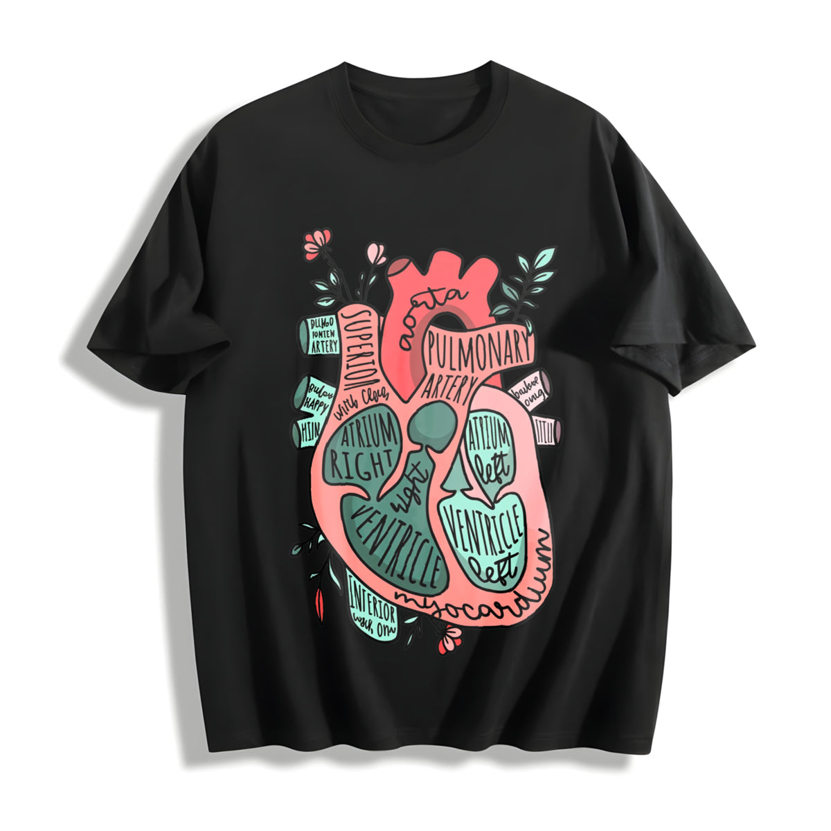 Anatomical Heart Cardiology ICU CVICU Nurse in the Making Cotton T-Shirt in Black
