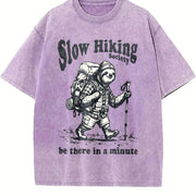 Slow Hiking Society Vintage Washed T-Shirt in Purple
