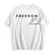Charlie Kirk Freedom Cotton T-Shirt in White