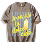 Limoncello La Dolce Vida Amalfi Coast Italy Vintage Washed T-Shirt in Brown