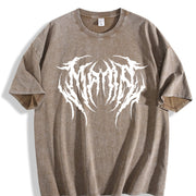 Mama Metal Font Vintage Washed T-Shirt in Brown