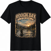 Rough Day at the Office Fly Fishing Cotton T-Shirt in Black