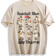 Silly Goose Baseball Mom Vintage Washed T-Shirt in Beige
